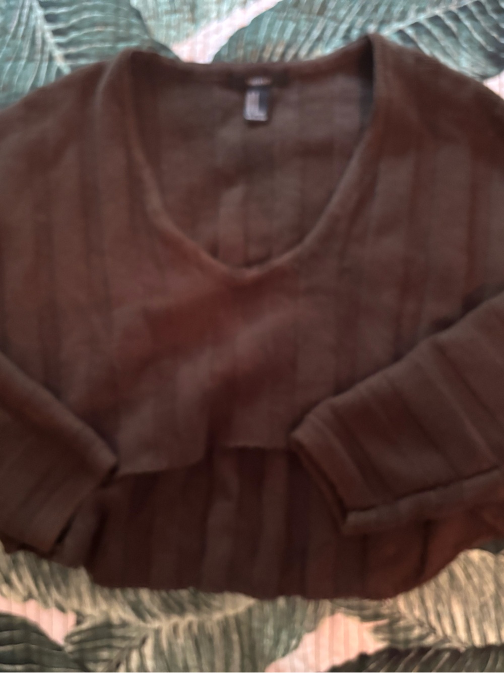 Forever 21 Dark green Ribbed V-Neck Sweater